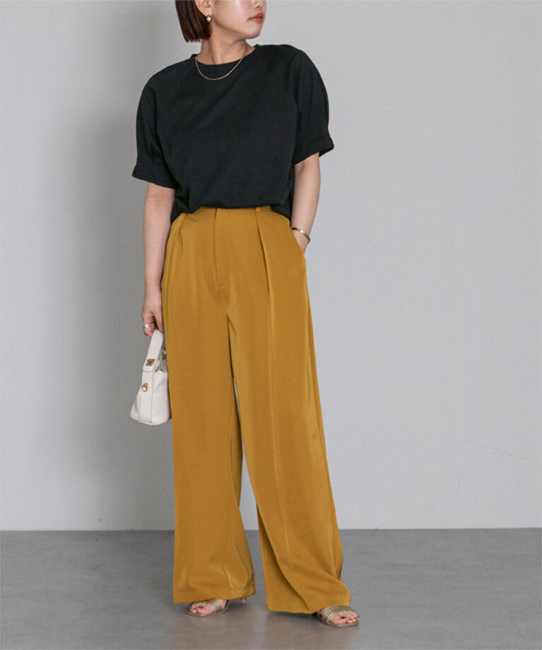 ur's「汗染み防止タックボリュームスリーブTシャツ」|Tシャツ・カットソー|ブラック