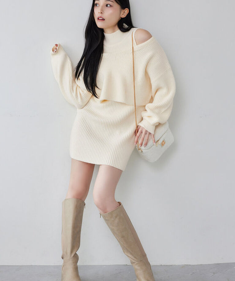 「2枚セットバックリボンニットワンピース」|ワンピース|