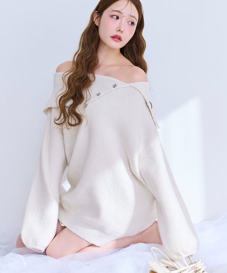  「オフショルニットミニワンピース」|ワンピース|