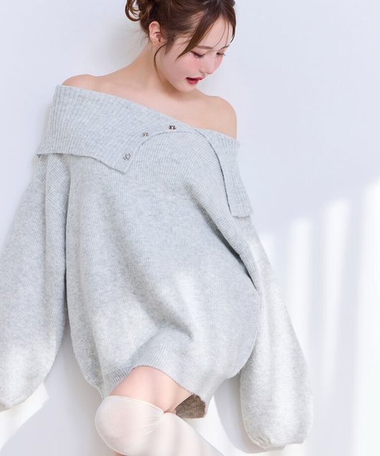  「オフショルニットミニワンピース」|ワンピース|