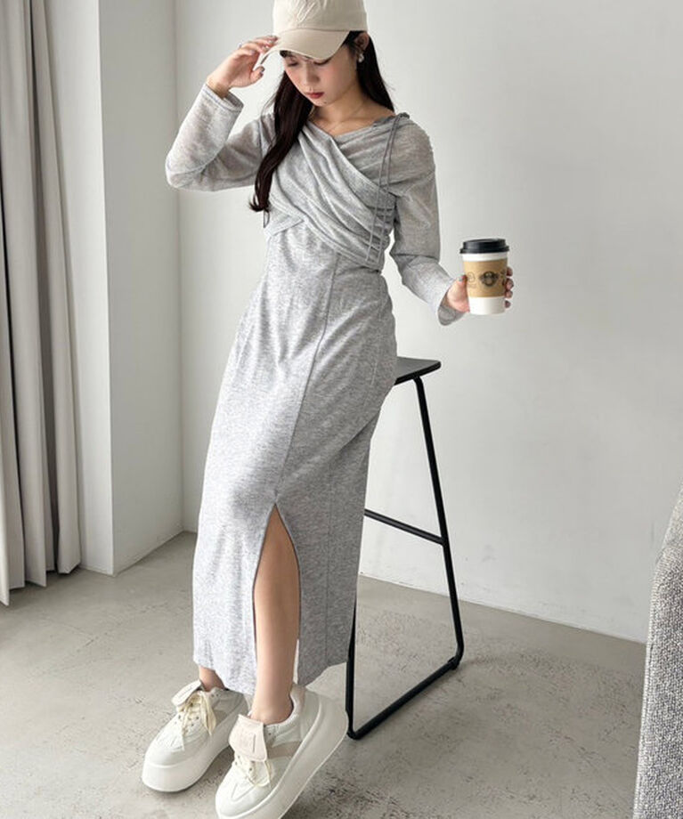  「カシュクールトップス＋キャミワンピセット」|ワンピース|