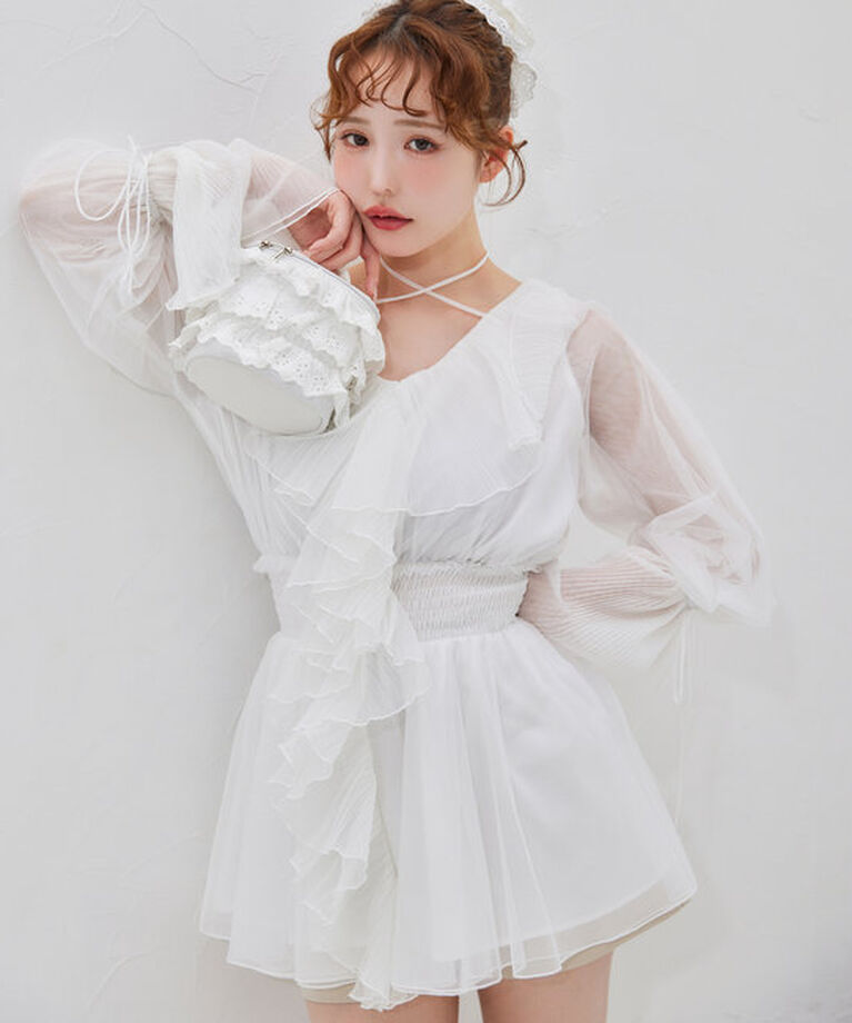  「【tullecollection】フリルチュールチュニック」|シャツ・ブラウス|