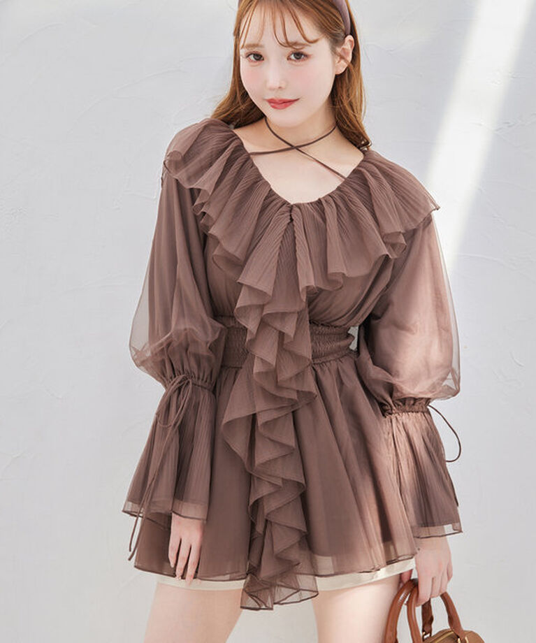 「【tullecollection】フリルチュールチュニック」|シャツ・ブラウス|