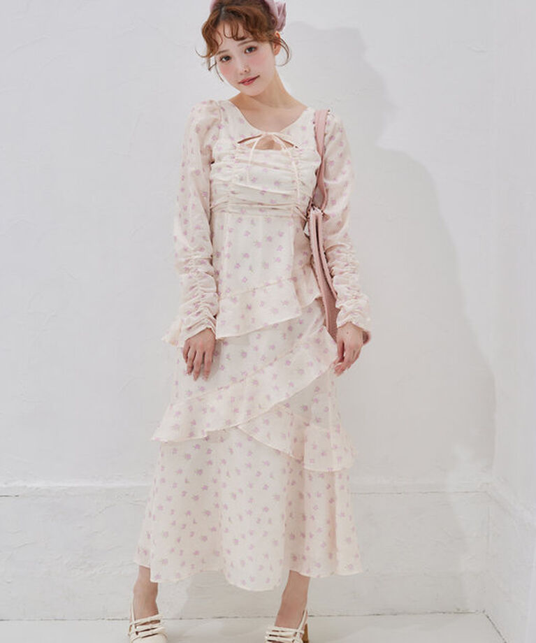  「【推し活collection】シャーリングリボンワンピース」|ワンピース|