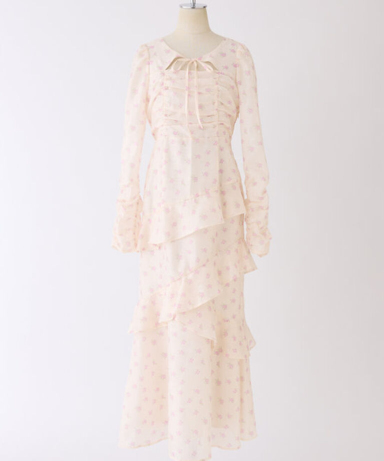  「【推し活collection】シャーリングリボンワンピース」|ワンピース|