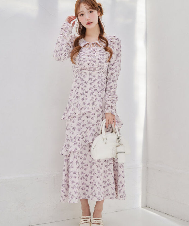  「【推し活collection】シャーリングリボンワンピース」|ワンピース|ピンク系その他