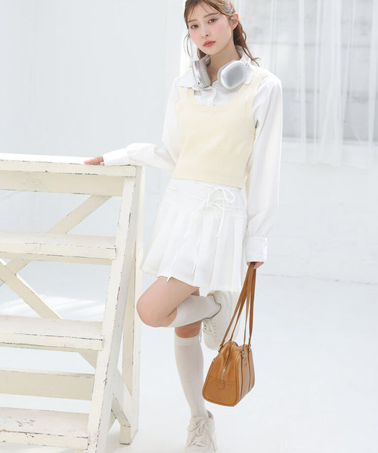  「【S/Mサイズ展開】リボン付きプリーツミニスカート」|スカート|