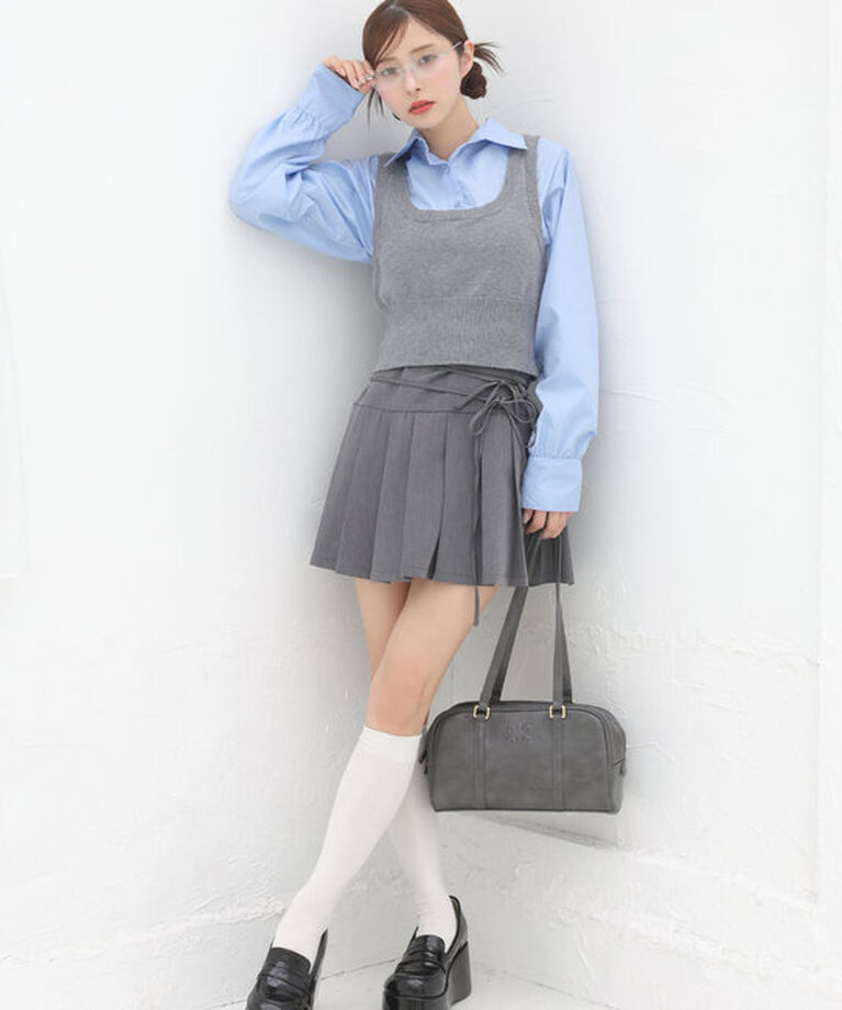  「【S/Mサイズ展開】リボン付きプリーツミニスカート」|スカート|