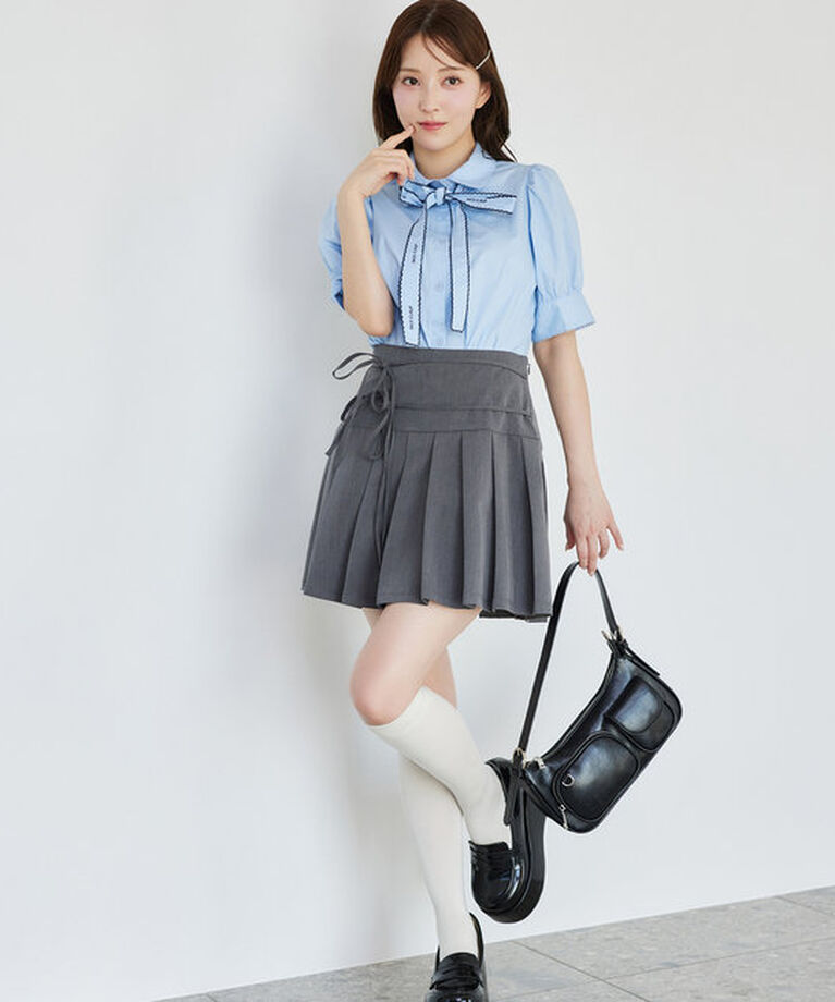 「【S/Mサイズ展開】リボン付きプリーツミニスカート」|スカート|