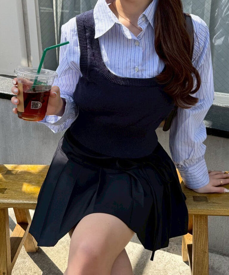  「【S/Mサイズ展開】リボン付きプリーツミニスカート」|スカート|