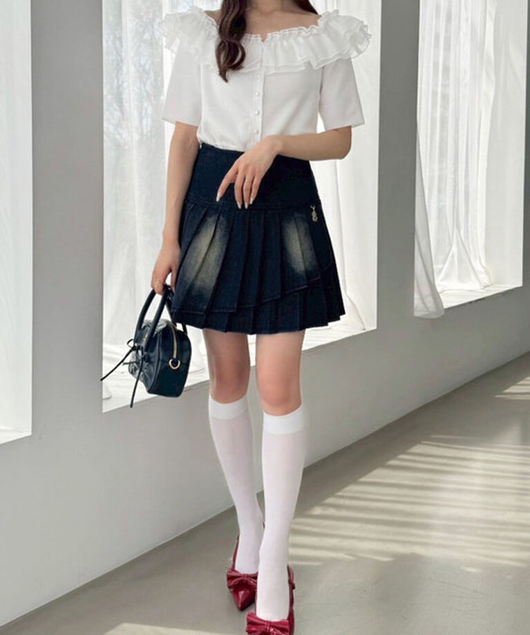  「チャーム付きイレヘムプリーツスカート/S・Mサイズ展開」|スカート|