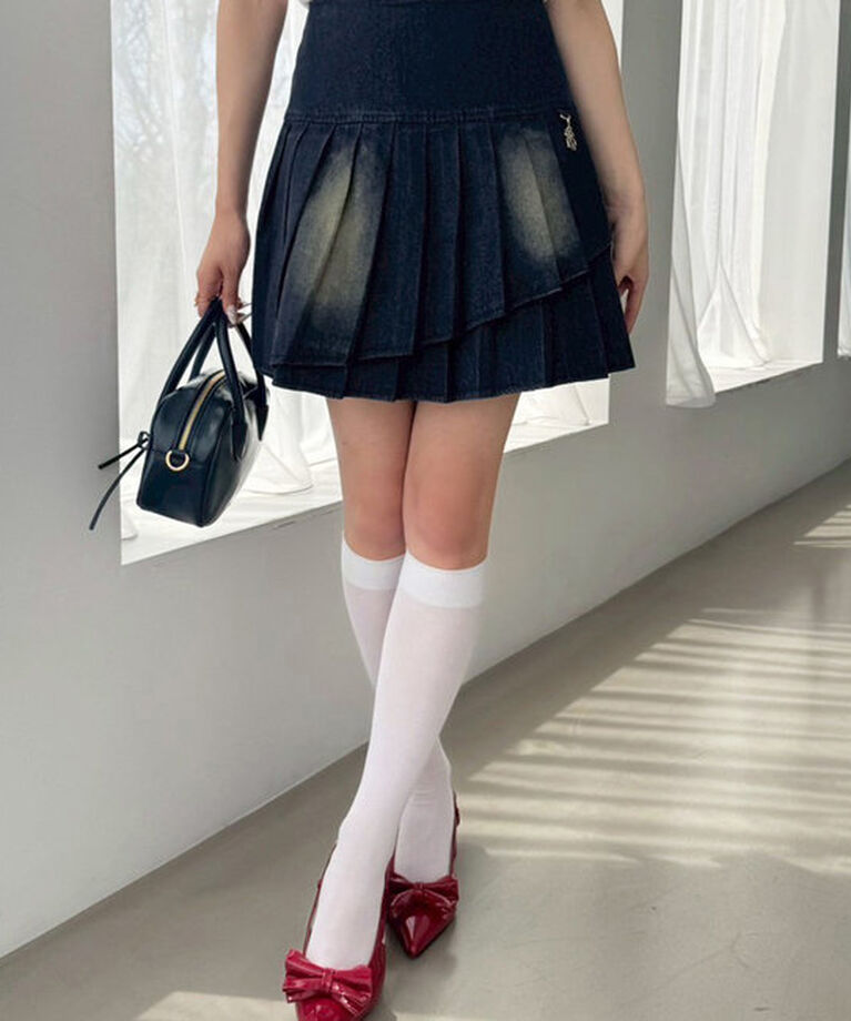  「チャーム付きイレヘムプリーツスカート/S・Mサイズ展開」|スカート|