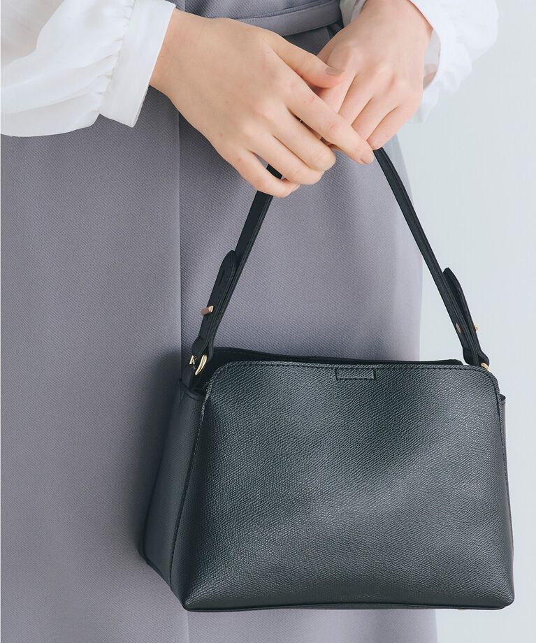 grove「【雑誌掲載】人間工学シンプルダブルショルダー【入卒対応可】」|ショルダー・メッセンジャー|ブラック(019)