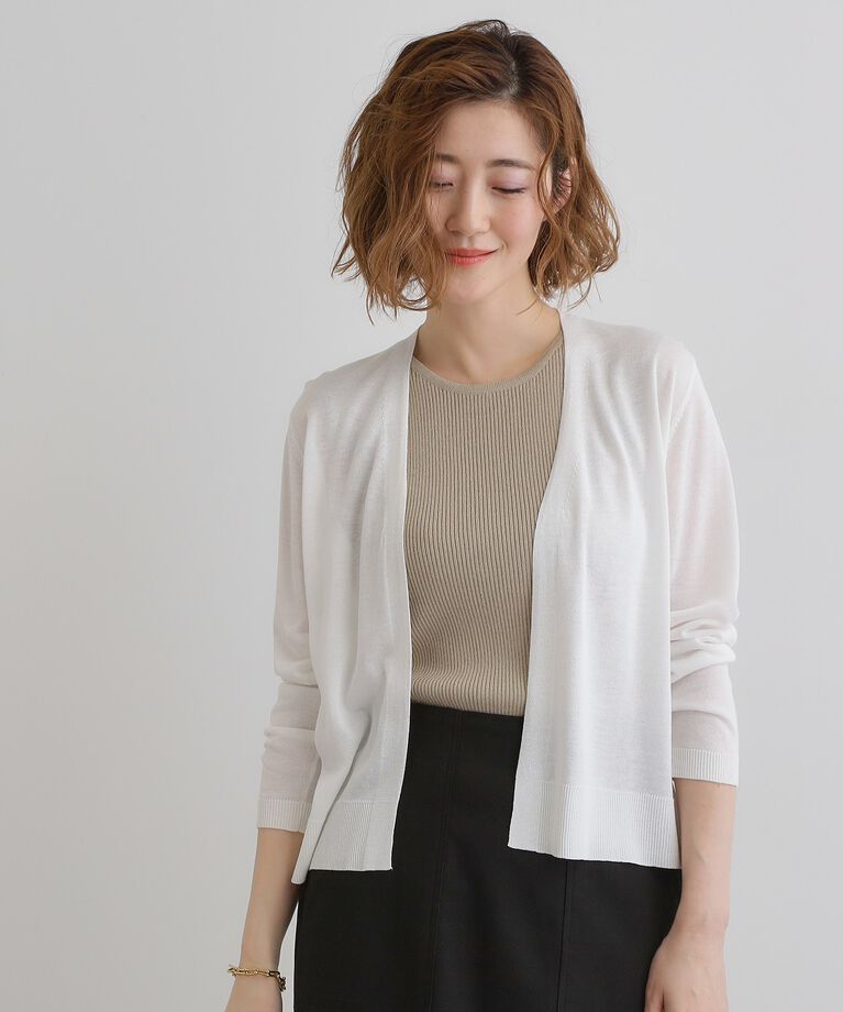 grove「【接触冷感/UVカットetc】夏に嬉しい機能付き！ベーシックショートカーディガン」|カーディガン|オフホワイト(003