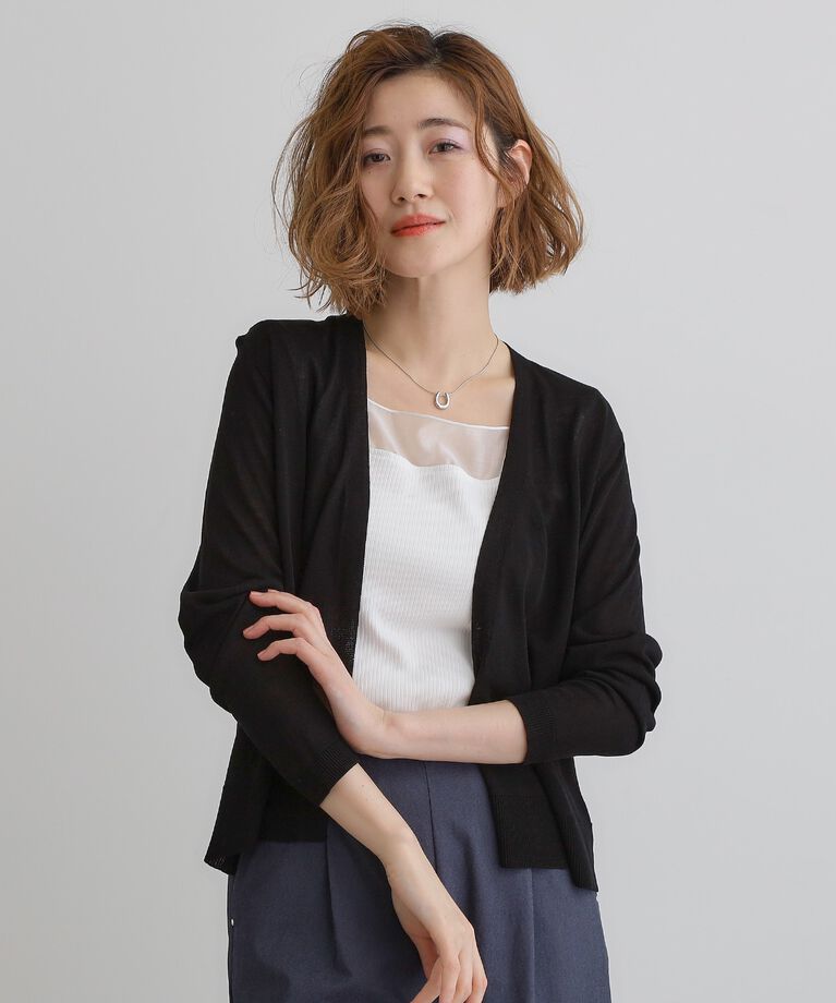 grove「【接触冷感/UVカットetc】夏に嬉しい機能付き！ベーシックショートカーディガン」|カーディガン|ブラック(019)
