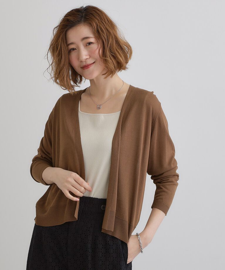 grove「【接触冷感/UVカットetc】夏に嬉しい機能付き！ベーシックショートカーディガン」|カーディガン|ブラウン(043)