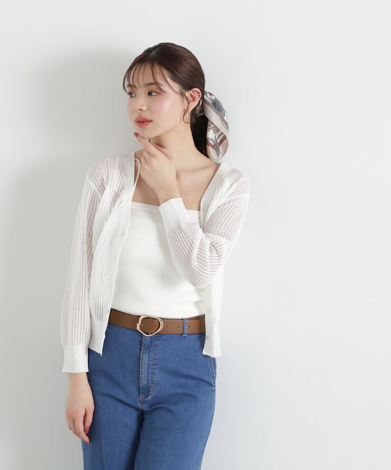 PROPORTION BODY DRESSING「透かし編みミドルカーディガン」|カーディガン|