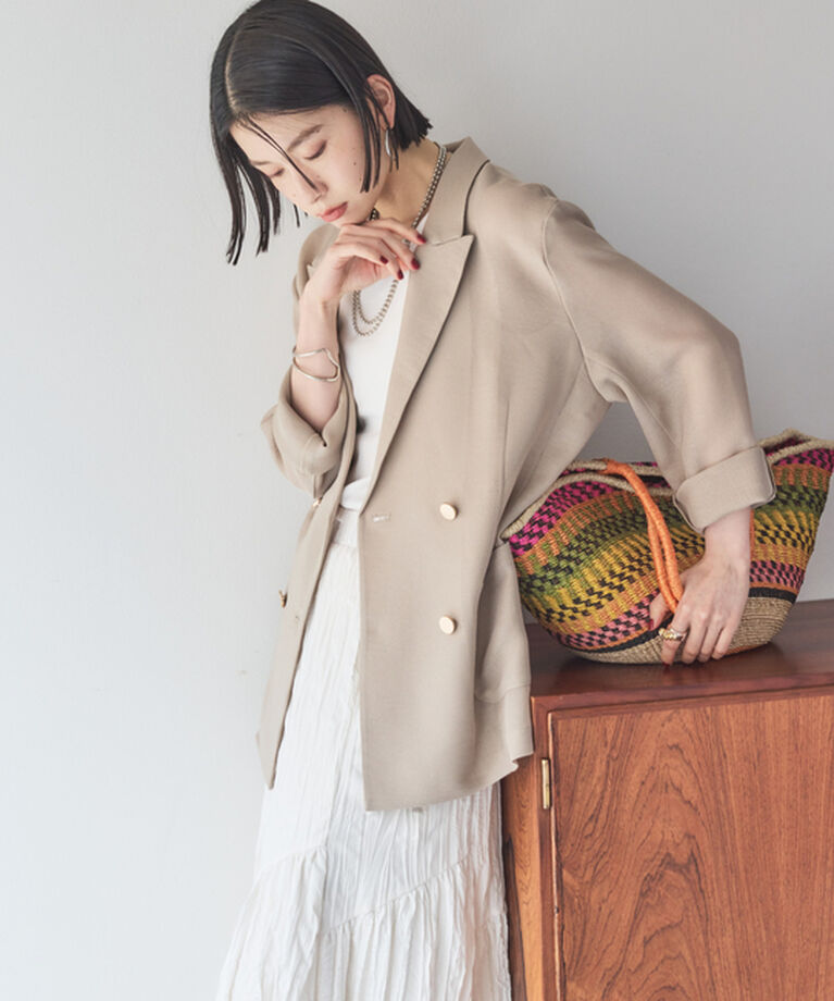 Doux archives「メッシュテーラードダブルジャケット」|テーラードジャケット|BEIGE