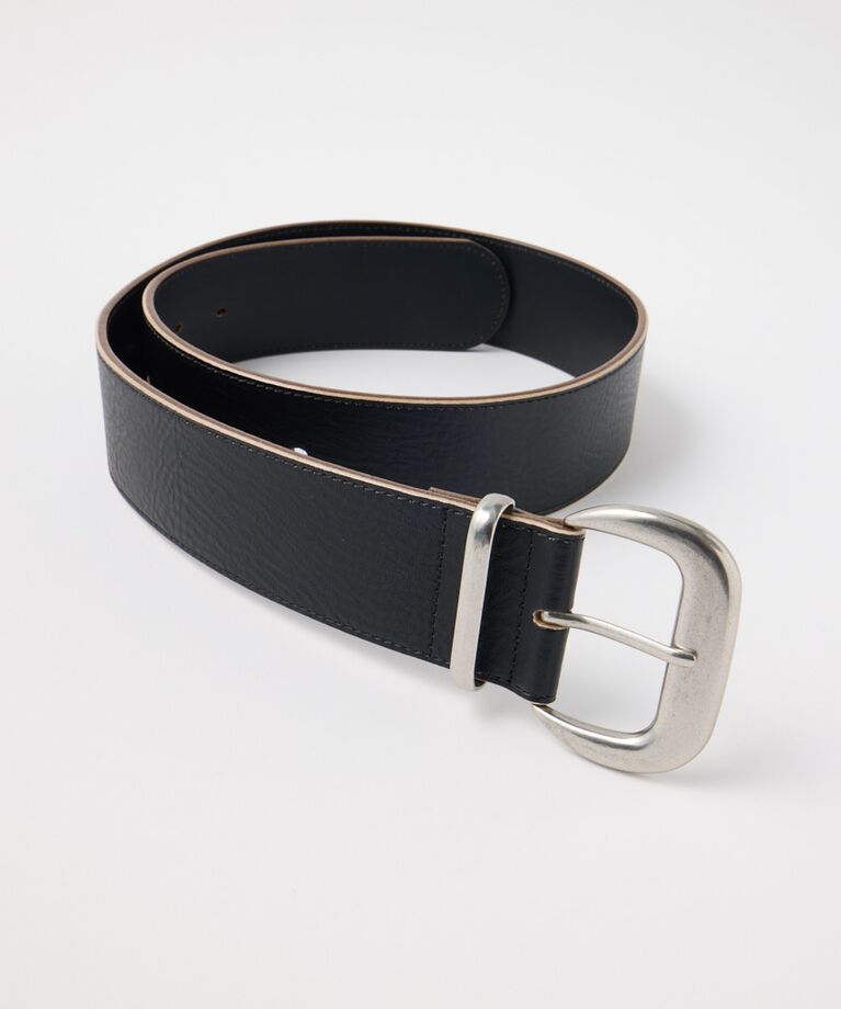 MOUSSY「SPLIT LEATHER ワイドベルト」|ベルト|BLK