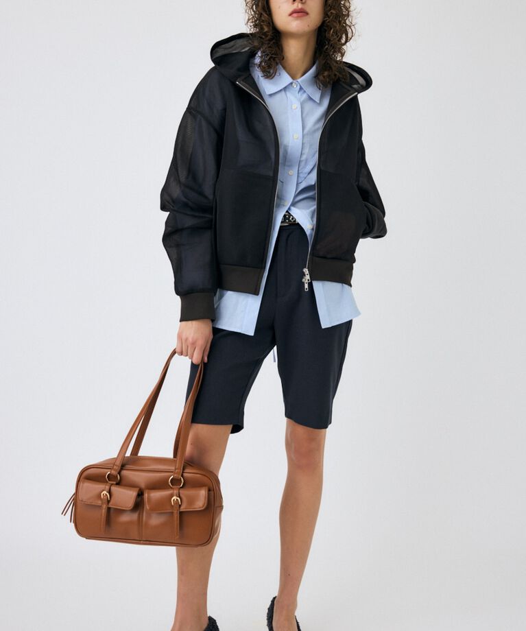 MOUSSY「SHEER CARDBOARD ジップアップフーディ」|パーカー|