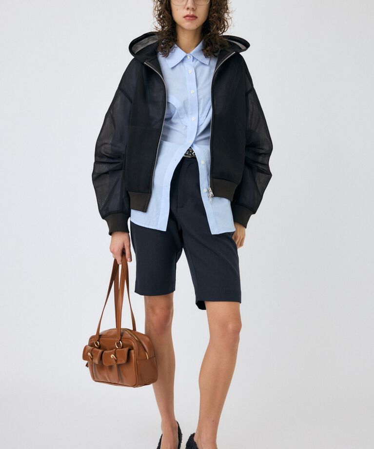 MOUSSY「SHEER CARDBOARD ジップアップフーディ」|パーカー|