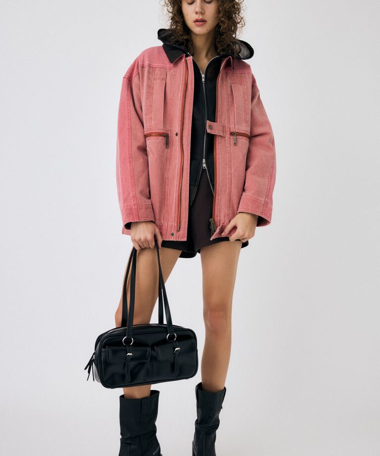 MOUSSY「SHEER CARDBOARD ジップアップフーディ」|パーカー|