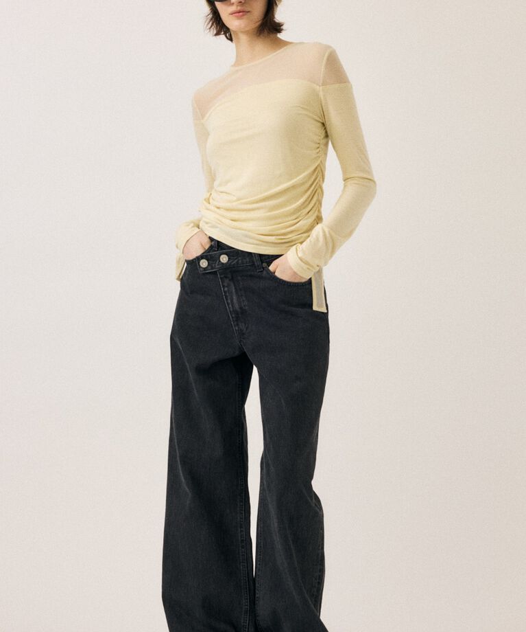 MOUSSY「CROSS WAIST WIDE STRAIGHT」|デニム|