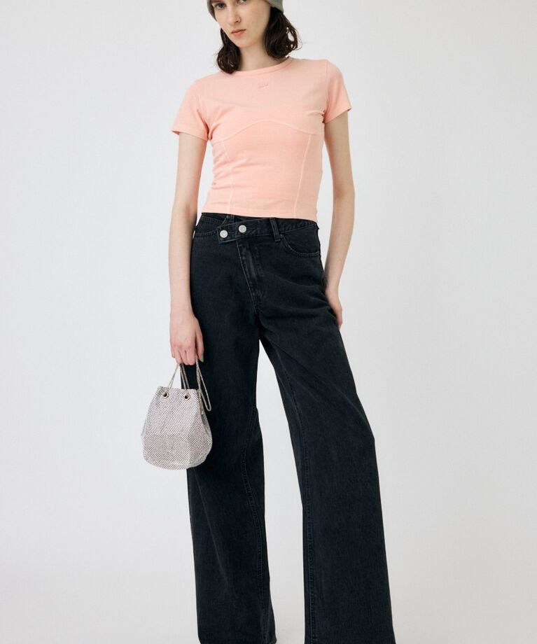 MOUSSY「CROSS WAIST WIDE STRAIGHT」|デニム|