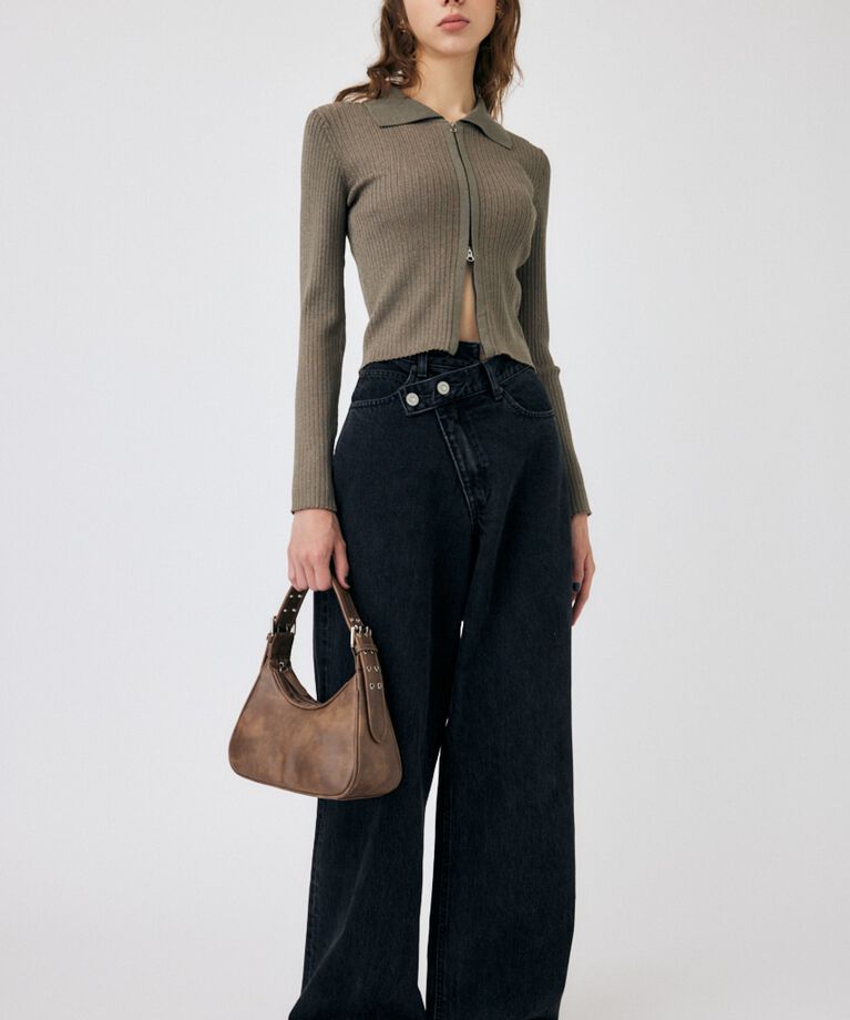 MOUSSY「CROSS WAIST WIDE STRAIGHT」|デニム|