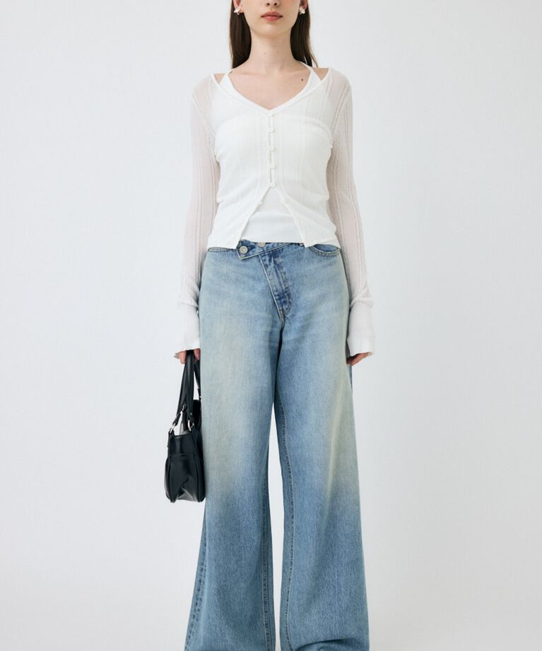 MOUSSY「CROSS WAIST WIDE STRAIGHT」|デニム|