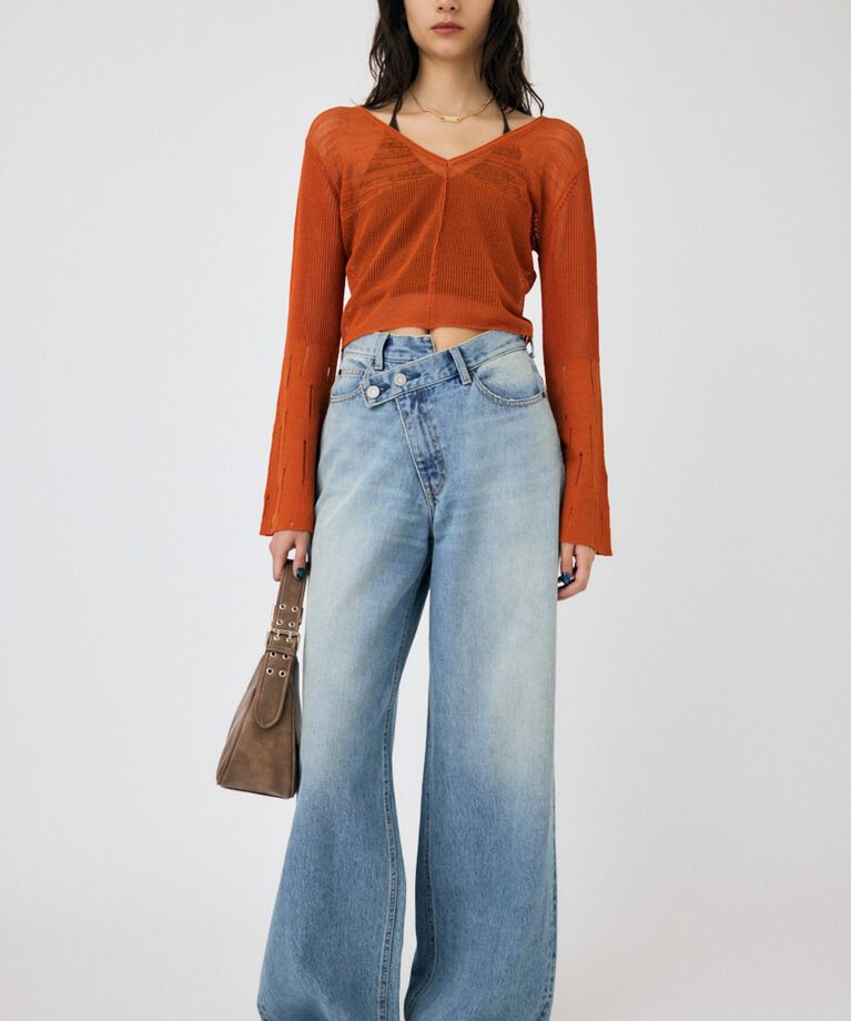 MOUSSY「CROSS WAIST WIDE STRAIGHT」|デニム|