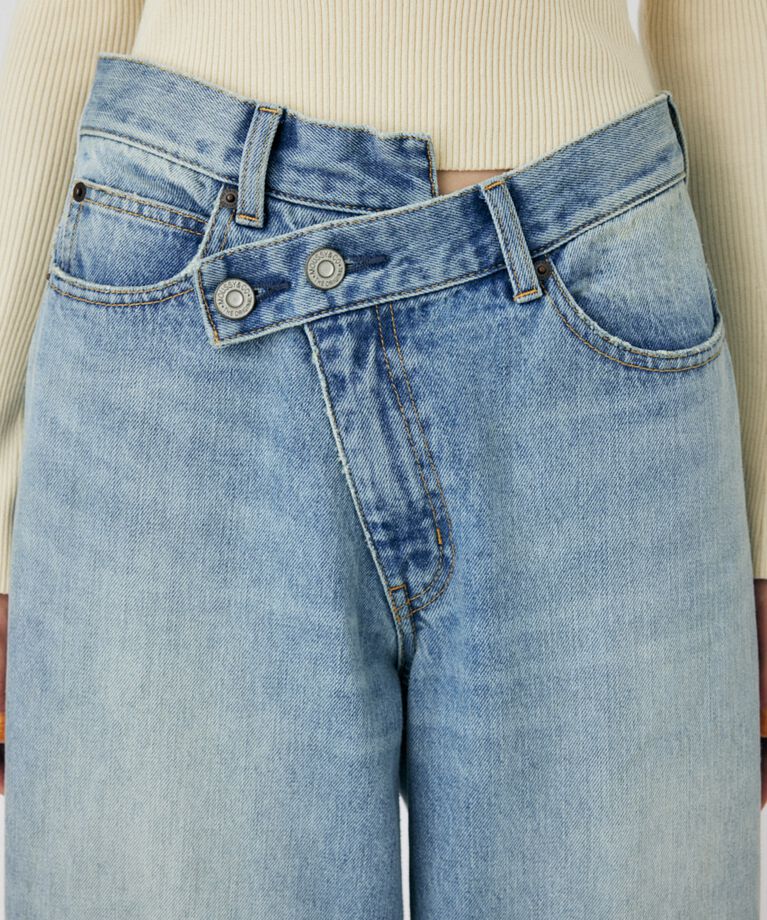 MOUSSY「CROSS WAIST WIDE STRAIGHT」|デニム|