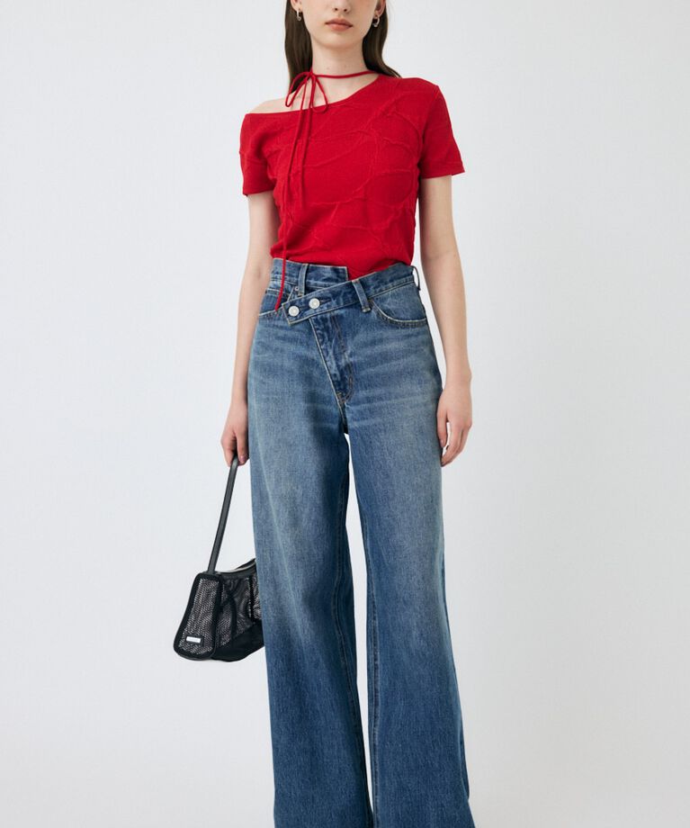 MOUSSY「CROSS WAIST WIDE STRAIGHT」|デニム|