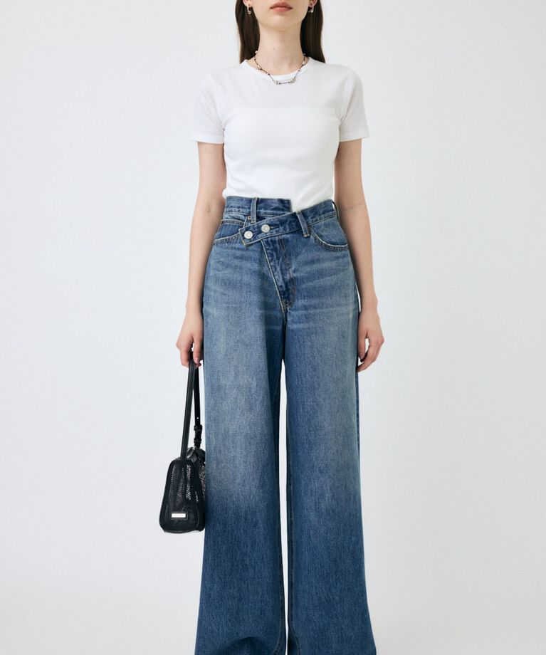 MOUSSY「CROSS WAIST WIDE STRAIGHT」|デニム|