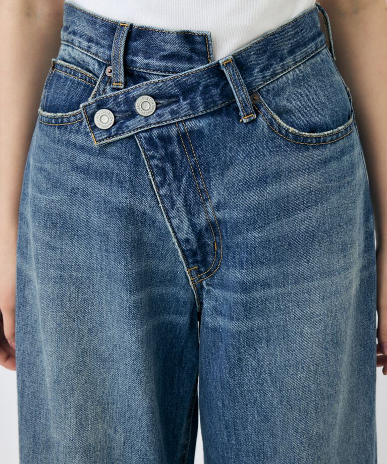 MOUSSY「CROSS WAIST WIDE STRAIGHT」|デニム|