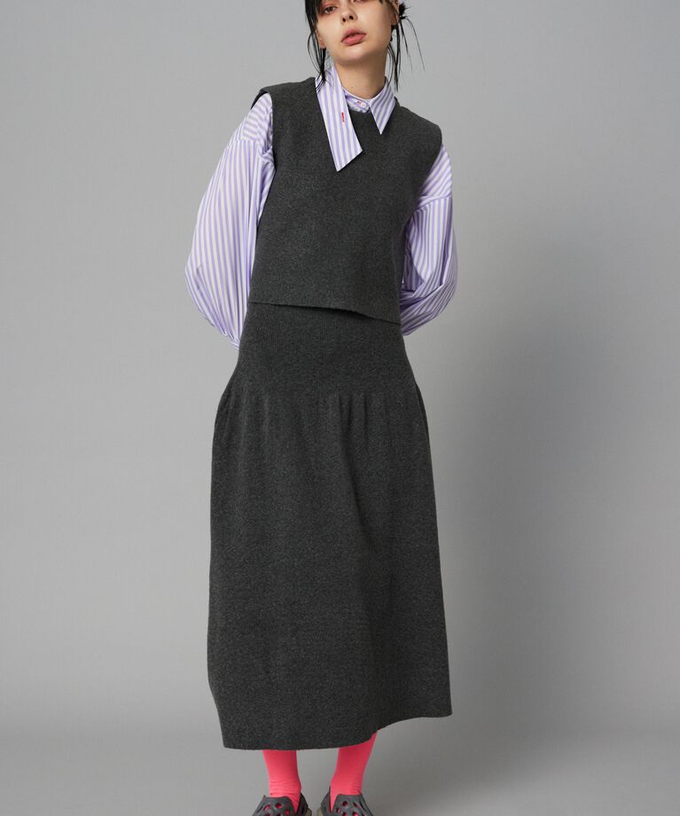 HeRIN.CYE「2way knit vest」|ニット・セーター|GRY