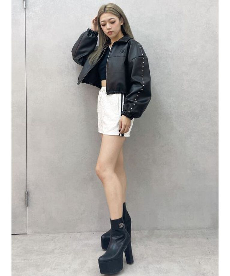GYDA「Sleeve Studs フェイクレザージャケット」|ライダースジャケット|