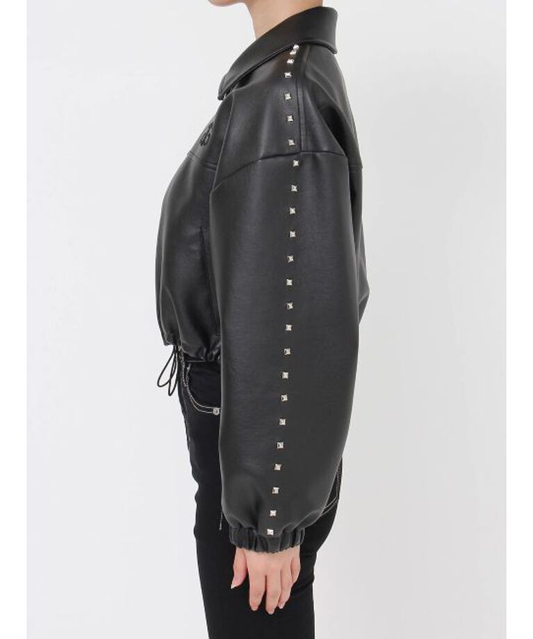 GYDA「Sleeve Studs フェイクレザージャケット」|ライダースジャケット|