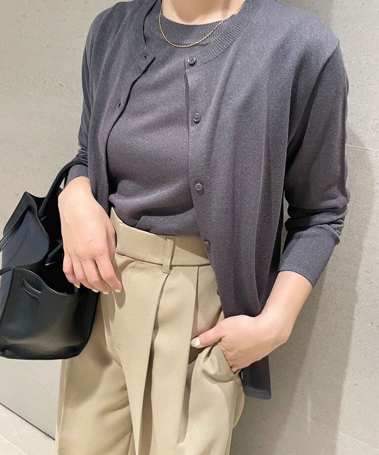 Mila Owen「【セットアップ対応】SET UPラメニットハーフスリーブプルオーバー」|ニット・セーター|