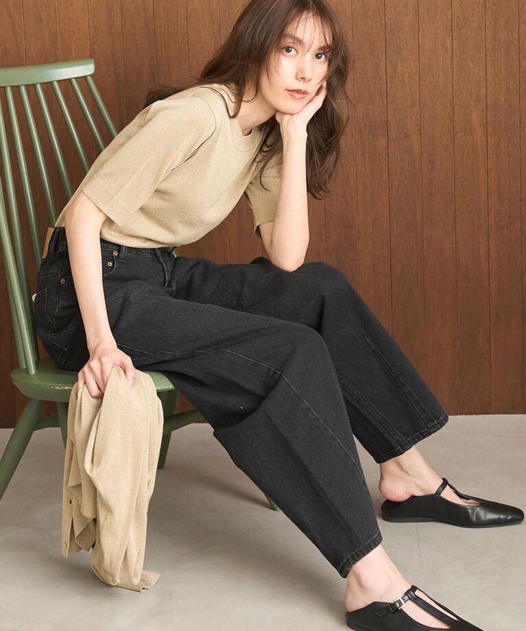 Mila Owen「【セットアップ対応】SET UPラメニットハーフスリーブプルオーバー」|ニット・セーター|