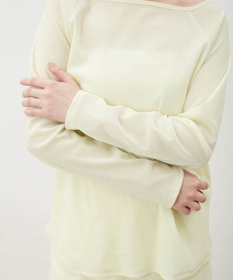 Mila Owen「【セットアップ対応】フロッキーベロアボートネックトップス」|Tシャツ・カットソー|