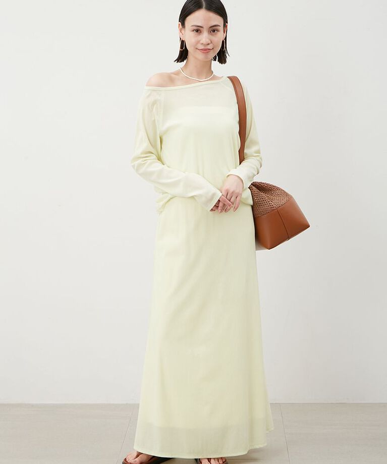 Mila Owen「【セットアップ対応】フロッキーベロアボートネックトップス」|Tシャツ・カットソー|