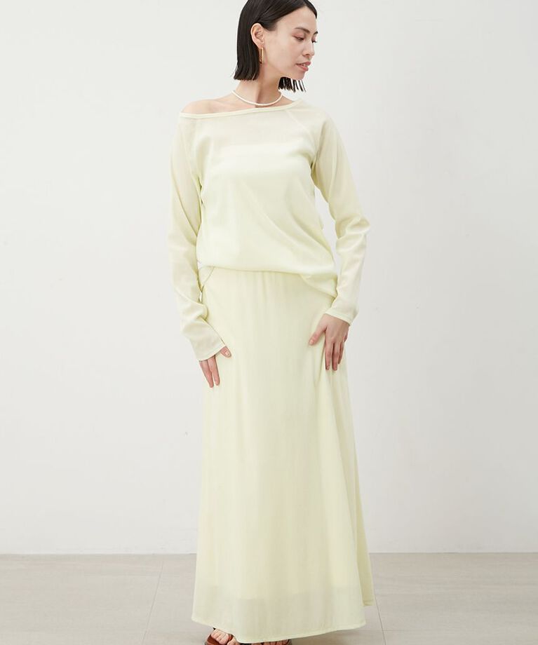 Mila Owen「【セットアップ対応】フロッキーベロアボートネックトップス」|Tシャツ・カットソー|