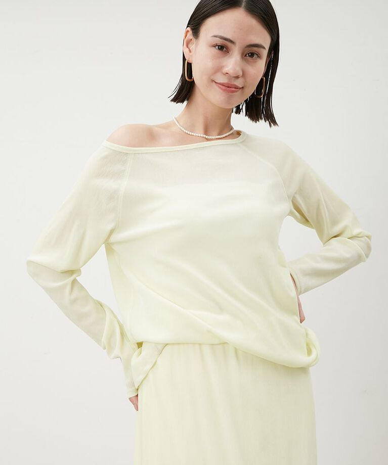 Mila Owen「【セットアップ対応】フロッキーベロアボートネックトップス」|Tシャツ・カットソー|