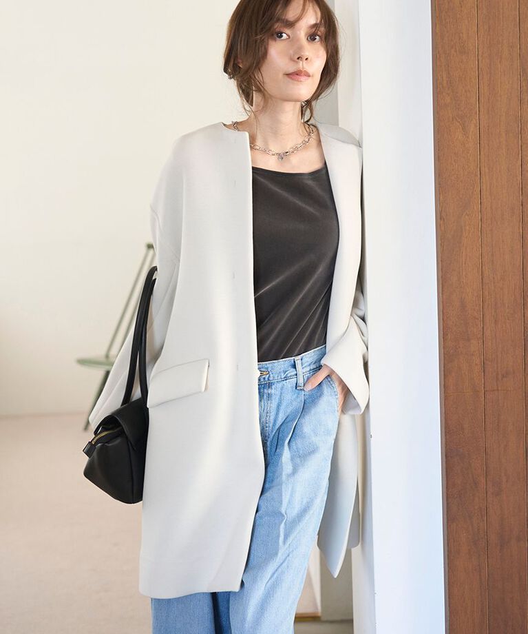 Mila Owen「【セットアップ対応】フロッキーベロアボートネックトップス」|Tシャツ・カットソー|