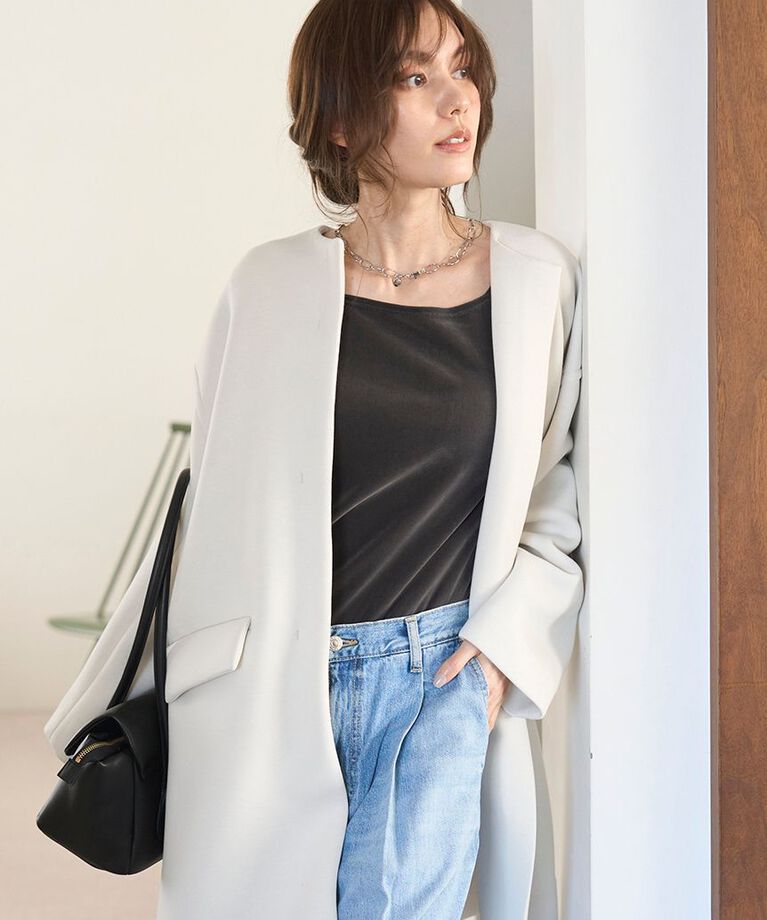 Mila Owen「【セットアップ対応】フロッキーベロアボートネックトップス」|Tシャツ・カットソー|