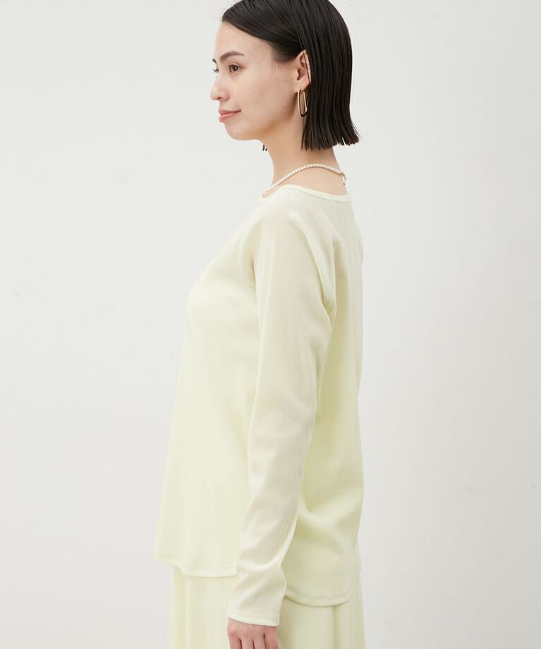 Mila Owen「【セットアップ対応】フロッキーベロアボートネックトップス」|Tシャツ・カットソー|