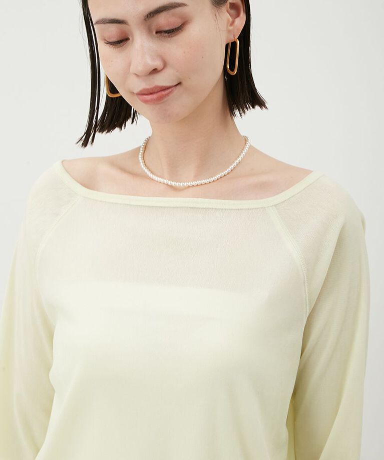 Mila Owen「【セットアップ対応】フロッキーベロアボートネックトップス」|Tシャツ・カットソー|