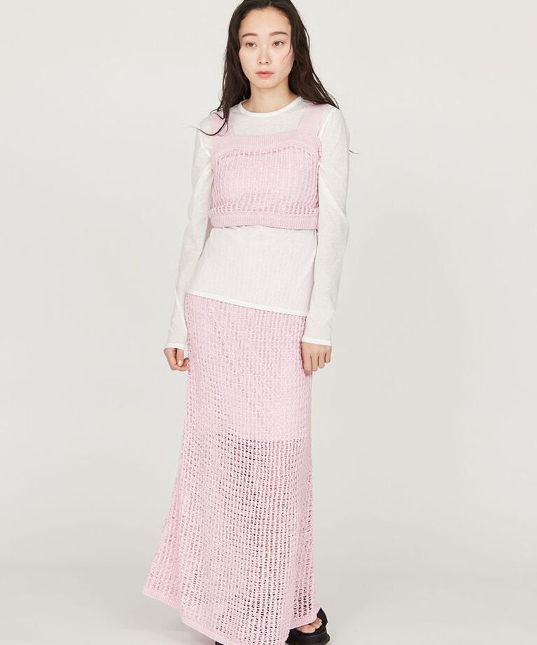 emmi atelier「メッシュニットマーメイドスカート」|スカート|PNK