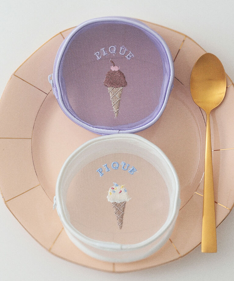 gelato pique「アイス刺繍ラウンドポーチ」|ポーチ|